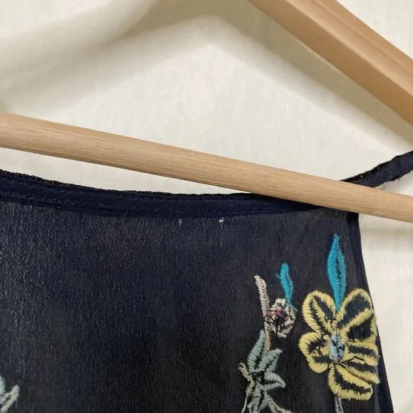 Calypso St. Barth Rodru Floral Embroidered Maxi Silk Dress Handkerchief Hem XL - Picture 14 of 15